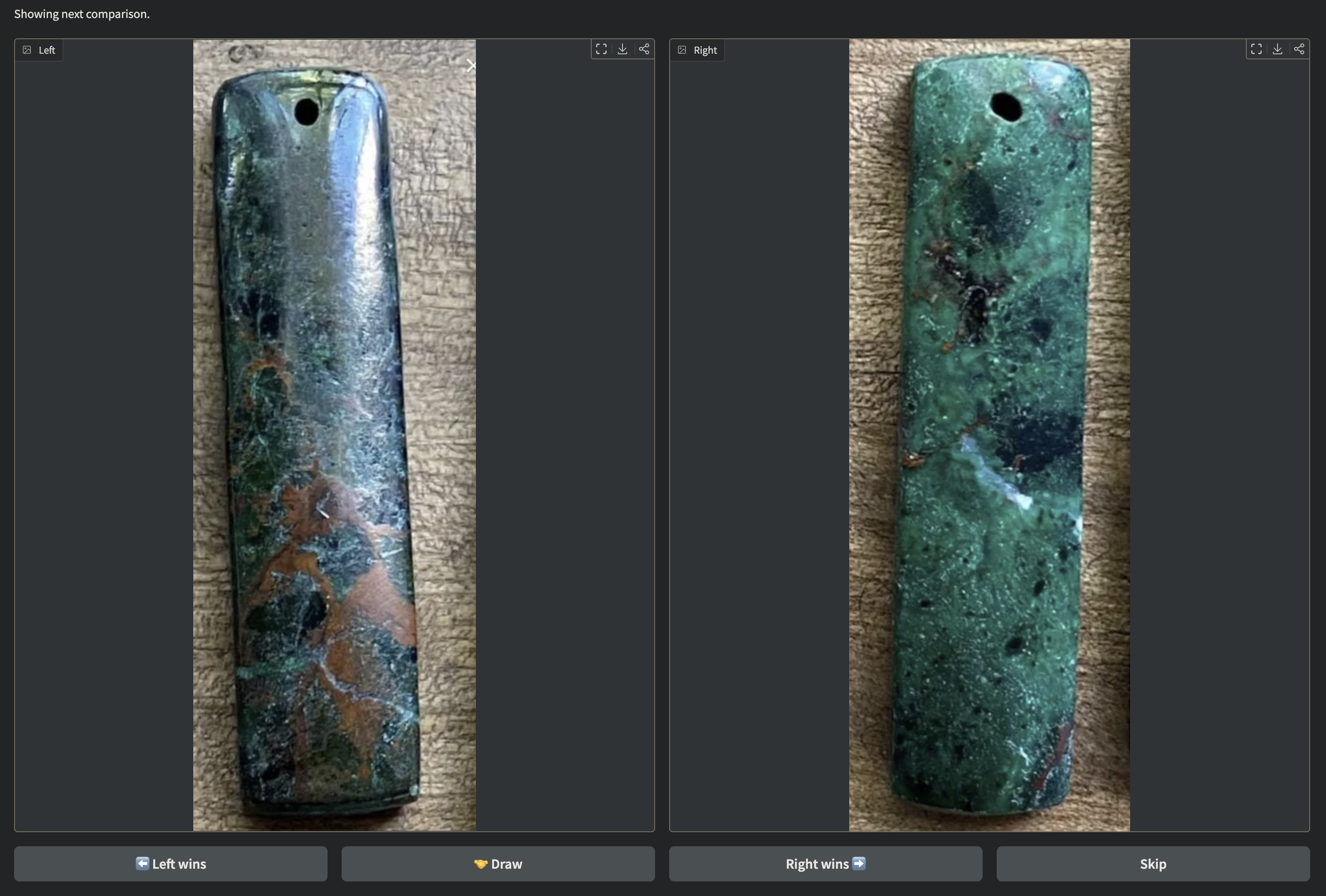 The Pendant Picker comparison interface